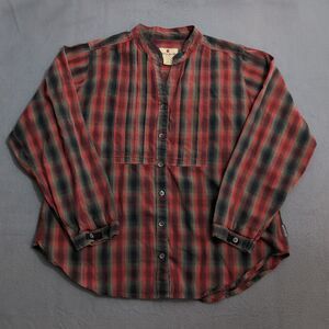 Woolrich Women LP Red Green Plaid Button Up Cotton Blouse